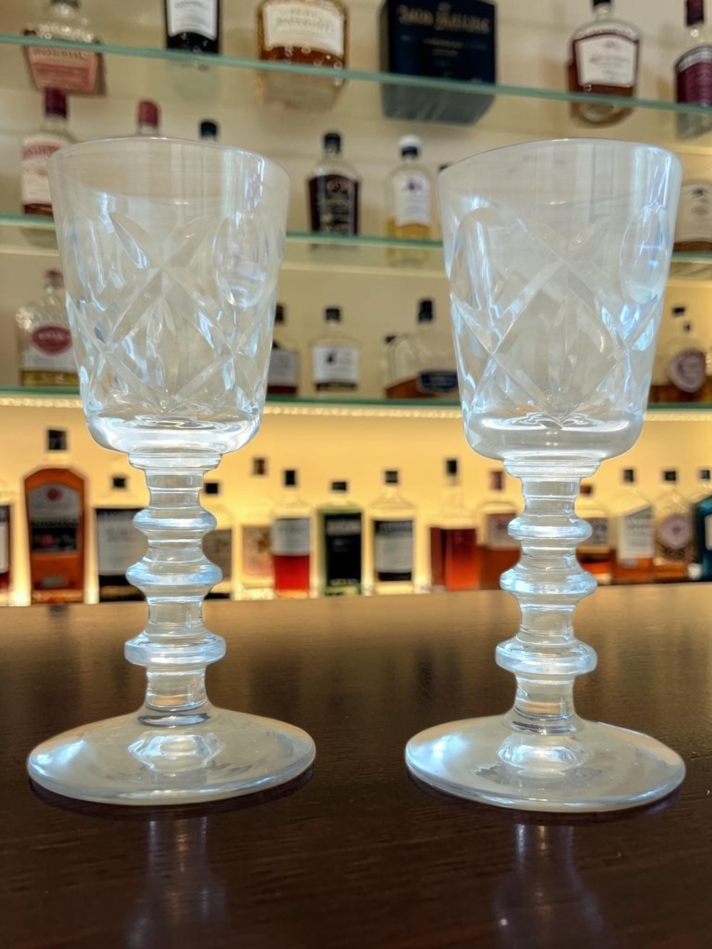 Libbey Crystal Cordial Glasses - Rockway Sharpe Ridgeway -Manganese Glow